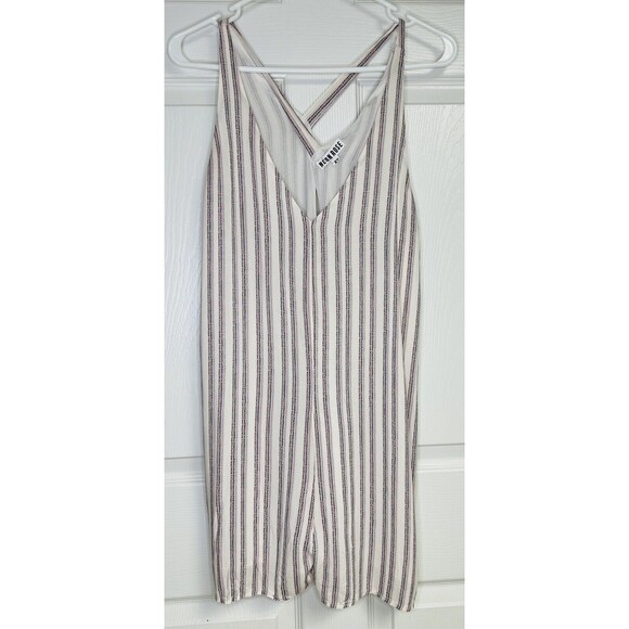Neon Rose Size XS White Strip Jumpsuit Romper w/ Straps Line Viscose - Picture 1 of 6